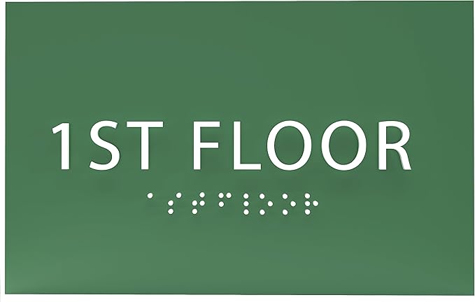 6" X4" 1st Floor Sign - ADA Compliant Tactile Graphics Grade 2 Braille Text Wall Sign| Directional Assistance, Floor Number Sign for Office, Schools, Hospitals, Apartments