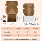 9x6x4 inches Shipping Boxes Set of 25, Small Corrugated Cardboard Box, Literature Mailer, Gift Boxes (White, 9x6x4)