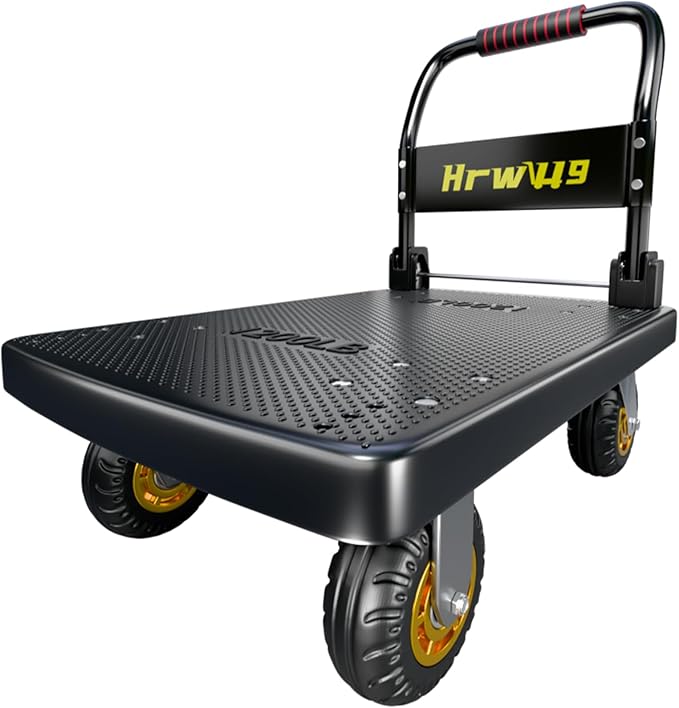 Platform Truck, Foldable Push Cart Dolly with Four 360 Swivel 5'' Wheels, 1200LBS Capacity Heavy Duty Moving Platform Trucks Hand Cart for Groceries, Garage, Warehouse (Black)