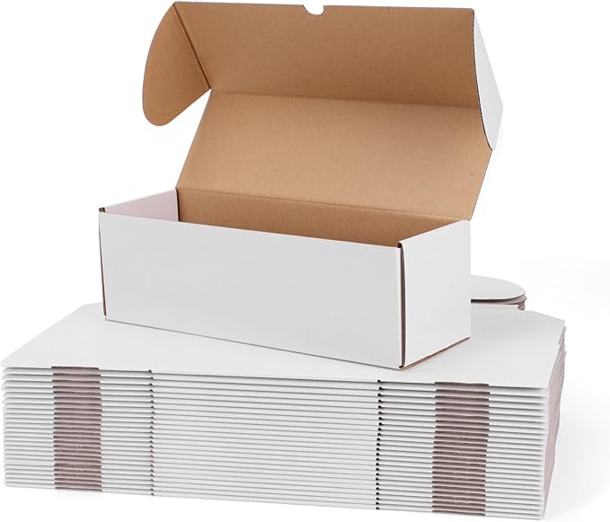 WIFTREY 12x4x4 Small Shipping Boxes set of 25, White Corrugated Cardboard Box 12''L x 4''W x 4'' H for Mailing Packing Shipping