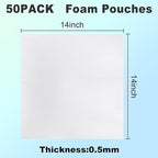 50Pack Foam Pouches,14" X 14" Dish Packing Foam Cushion Foam for Packing Dishes and glasses Moving Foam Wrap Pouches Packing Supplies for Moving
