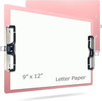 Aluminum Metal Clipboard Stainless Hangable Pen Holder Double Clip Board Size A4 9" x 12.6" for School Office Business Medical Professionals Workshop Factory (Pink, A4-DoubleClip)