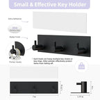 VIS'V Key Holder Wall Mount, Small Metal Self Adhesive Key Hanger with 3 Hooks, No Drilling, Extra Adhesive Strip, Black