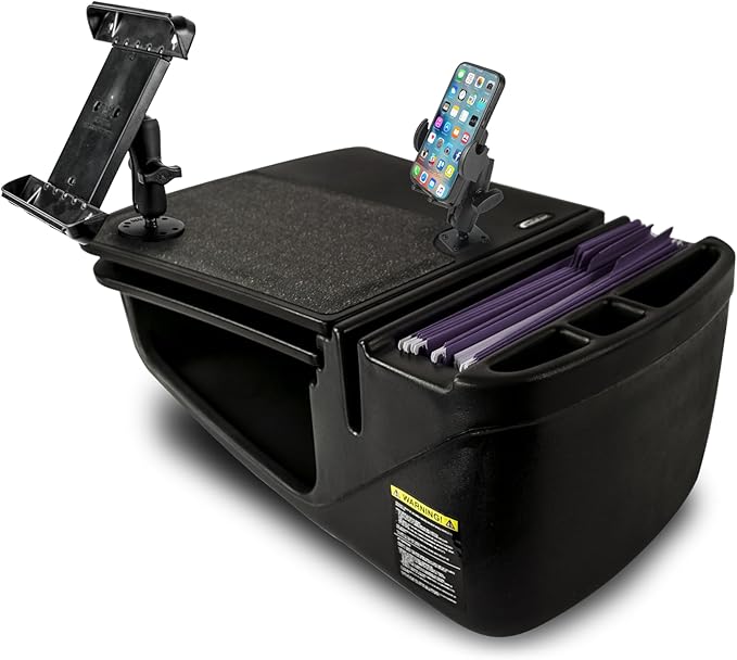 AutoExec AE-GMCD-PM-TAB-BT GripMaster Car Desk for Your Vehicle Workstation and Mobile Office, Black with Phone Mount and Tablet Mount