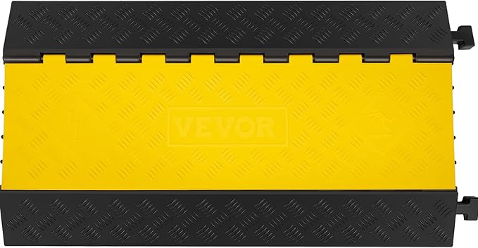 VEVOR 5 Channel Cable Protectors Extreme Rubber Cable Ramps Heavy Duty Protective Cable Wire Cord Ramp Driveway Rubber Traffic Speed Bumps Cable Protector (5-Channel, 1Pack-18000Lb)