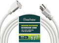 6 FT 12 Gauge Extension Cord Outdoor, Heavy Duty Weatherproof & Flame Retardant Black 3 Prong Power Cord, Outside for Garden & Lawn, 15 Amps 1875 Watts 125 VAC 12AWG SJTW, UL Listed