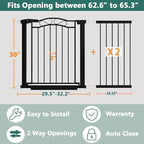 Fairy Baby 62.6"-65.3" Extra Wide Baby Gate with Door, 63 64 65 Inches Walk THR Baby Gates for Stairs Pressure Mounted no Drill, Indoor Tension Metal Child Pet Dog Safety Gate for Kids, Black