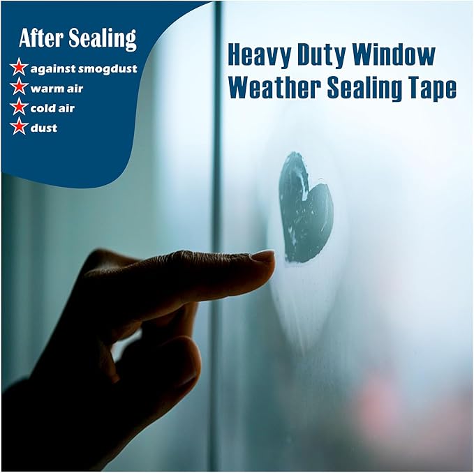 Transparent Window Weather Sealing Tape, 4-Inch x 85FT, Clear Window Draft Isolation Sealing Film Tape-Clear Draft Stopper Adhesive Tape for Doors, Windows and Shower Glass Gaps (4-Inch x 85FT)