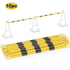 RoadHero 10 Pack 4 FT to 6.9 FT Retractable Cone Bar, Expandable Traffic Cone Bars for Parking Lots, Extendable Barricade for Road Construction, Black and Yellow, Cone Not Included
