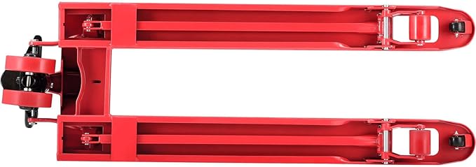 Global Industrial Standard Duty Narrow Pallet Jack with 21" W x 48" L Forks, 5500 lb. Capacity, Manual Pallet Truck for Warehouse, Manufacturing and Retail, Red Powder Coat Finish