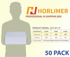 HORLIMER 12x9x4 inches Shipping Boxes Set of 50, White Medium Corrugated Cardboard Box Literature Mailer