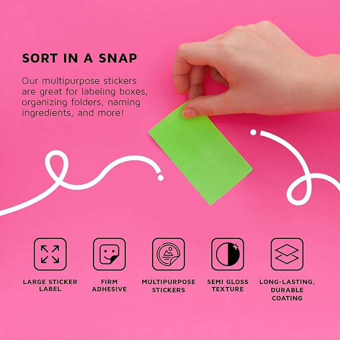 Royal Green 4" x 2" Blank Stickers to Write On Name Tags Color-Coding Labels for Moving, and Storage Boxes - 108 Sheets, 324 Labels (Pink)
