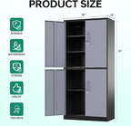Letaya Metal Storage Cabinets with Lock Door and Shelves, Steel Garage Tool Cabinets for Home,Office, Warehouse,Lockers(71"-Black Gray)