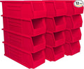 Akro-Mils 30234 AkroBins Plastic Storage Bins, Space-Saving Stackable Bins for Garage, Pantry, Craft Organization, 15" x 5" x 5", Red, 12-Pack