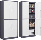 Metal Storage Cabinets with Doors and Shelves,71" Garage Storage Cabinet with Locking Doors,Tall Storage Cabinets with Lock for Home,Office,Gym,Bathroom,Kitchen