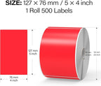 500 Pcs Rectangle Inventory Stickers Vinyl 3 × 5 Inch Moving Labels for Storage Bins Self Adhesive Color Coding Labels Waterproof Removable for Boxes Warehouse Classroom Office, Red