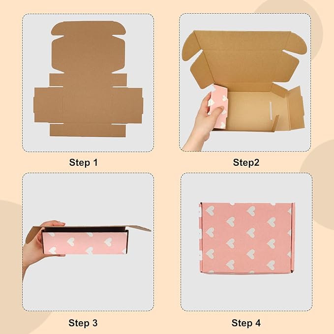 Green Recyclable Cardboard Small Gift Mailer Boxes for Shipping Packaging Craft Mother's Day Gifts Giving Products (Pink, 7.2 x 5.2 x 2 Inch)