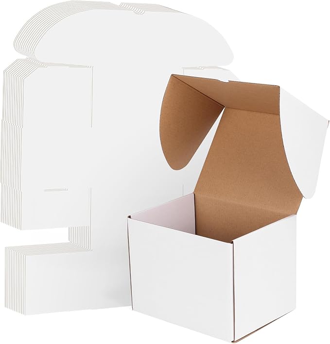 WIFTREY 8x6x6 inches Shipping Boxes set of 20 White Corrugated Cardboard Box for Packaging Small Business, Moving, Mailing