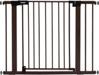 Mom's Choice Award Winner-BABELIO 26-40" Metal Baby Gate with Black Wood Pattern, PressGuard C5 Easy Install Pressure Mounted Dog Gate for Stairs and Doorways, with Wall Protectors and Extension Kits