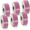 BETCKEY Colored Labels Compatible with Dymo 30347 (1" x 1-1/2") Book Spine Lables, Compatible for Dymo LabelWriter Thermal 450, 4XL & Zebra Desktop Printers [6 Rolls, 4500 Labels, Pink]
