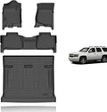 KELCSEECS® Floor Mats & Cargo Liner for 2007-2014 Chevy Tahoe 8Seats(Not for Hybrid) & GMC Yukon & Cadillac Escalade,All Weather Protection TPE Floor Liners Front& Rear Row Full Set Accessories Black