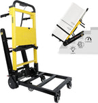 Electric Stair Climbing Dolly, Heavy Duty, Powered Stair Climber Dolly Cart with 6 Wheels Motor Powered for Furniture Logistics Warehouse, Black & Yellow, 200W