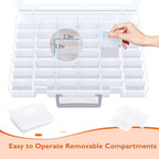 Bluedale 2 Pack 48 Grids Large Plastic Organizer Box with Adjustable Dividers, Beads Storage Containers Compartment Tackle Box Case for Crafts Hobby Small Parts Fishing Seeds Jewelry (Transparent)