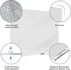 Magnetic Glass Whiteboard - Glass Dry Erase Board 48"x36" Large Frameless Glass Board for Walls Office School and Home, Gray