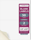 NextDayLabels – 8-1/2" x 5-1/2" Rectangular Sticker Labels for Printer - White Laser/Inkjet Printer Labels Return Address Labels Shipping Label Stickers (25 Sheets, 2 Per Sheet, 50 Labels)