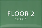 6" X4" Floor 2 Sign - ADA Compliant Tactile Graphics Grade 2 Braille Text | Wall Mount Plastic Directional Assistance, Floor Number Sign for Office, Schools, Hospitals, Apartments