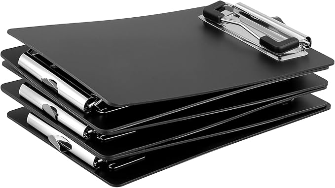 SINJEUN 30 Pack 4 x 6 Inch Small Clipboards Bulk, Black Memo Clipboard with Profile Clip, Mini Plastic Clipboard for Notepads, Receiptsl, Tickets﻿