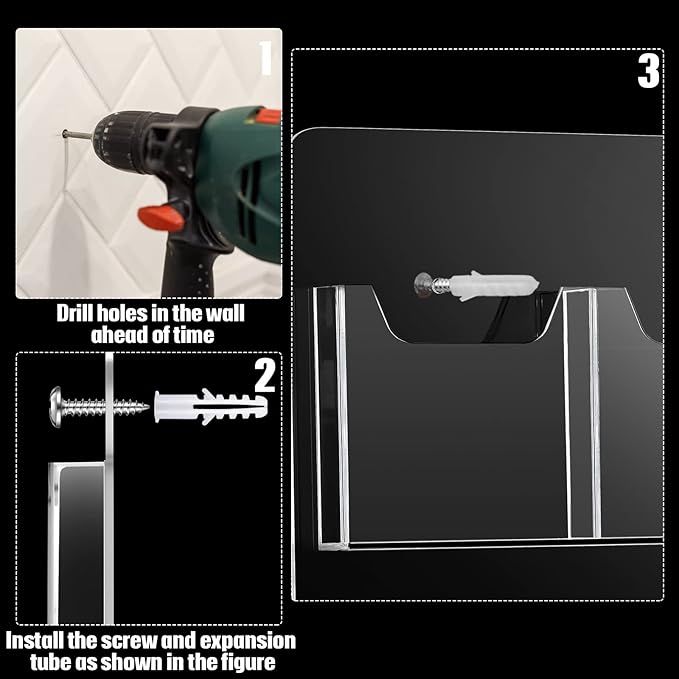 Eersida Acrylic Brochure Pamphlet Holder Brochure Display Stand Business Tri Fold Multi Slot Holder Rack Wall Mount Clear Pocket Space Saver for Flyer Literature Menu Advertise(6 Pockets)