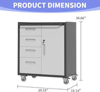 Metal Garage Storage Cabinet on Wheels, Lockable Rolling Tool Cabinet with Drawer and Shelves, Heavy Duty Mobile Steel Cabinet for Garage Warehouse Workshop
