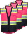 ProtectX 6 Pockets High Visibility Safety Vest for Men Women Class 2 Reflective Hi Vis Work Construction Vest