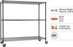 Trinity Basics 3-Tier Adjustable Wire Shelving with Wheels for Kitchen Organization, Garage Storage, Laundry Room, NSF Certified, 600 to 1350 Pound Capacity, 60” by 24” by 54”, Black