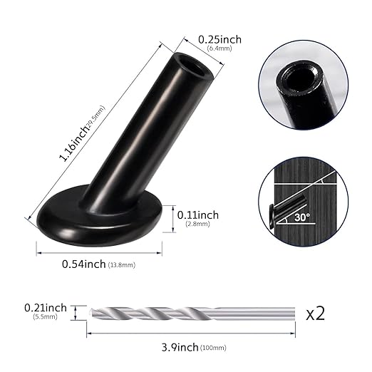 50 Pack 30 Degree Angle Protective Sleeves, Black Cable Railing Corner Protector Sleeve Beveled for 1/8" Wire Rope, T316 Marine Grade Cable Railing Kit with Two Drill Bit for Wood Posts HF039B