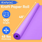USA Made 48" x 1200" Lilac Kraft Paper Roll, 45 lbs Thickness, American Quality Colored Kraft Paper for School, Arts & Crafts, Bulletin Board - Odorless, Non-Toxic, Safe for Kids
