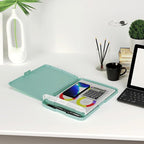 Piasoenc Clipboard with Storage, 8.5 x 11 Organization Box with Pen Holder and A4 Legal Paper Folder, Folio & Side-Opening, Low Profile Clip,for Nurses,Teachers, Size 14 x 9.6 x 1.2 in, Teal