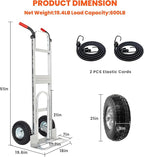Aluminum Hand Truck Dolly Cart with 10" Pneumatic Tire,Hand Trucks Heavy Duty 600 LBS Capacity,Platform Hand Cart for Transport & Moving in Warehouse, Home, Supermarket