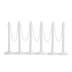 Montour Line Plastic Stanchion White 2.5 Inch Diameter with 50 Foot Chain, 6-Pack, Crowd Control Barriers