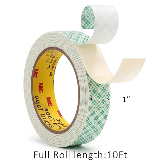 3M Double Sided Foam Tape 1" x 10Ft 1 Pack White Double Coated Urethane Adhesion Polyurethane Tape Color White for Bonding Attaching Mounting