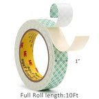 3M Double Sided Foam Tape 1" x 10Ft 1 Pack White Double Coated Urethane Adhesion Polyurethane Tape Color White for Bonding Attaching Mounting