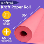 USA Made 36" x 1200" Pink Kraft Paper Roll, 45 lbs Thickness, American Quality Colored Kraft Paper for School, Poster Arts, Bulletin Board - Odorless, Non-Toxic, Safe for Kids
