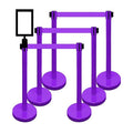 VIP Crowd Control Retractable Belt Queue Safety Stanchion Barrier Set, 36" Ht, 78" Belt + Wall Bracket (6 Pur Posts Pur Belt + SFrame + WBracket)