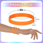 Rubber Bracelets Silicone Wristbands Unisex 100 Count, Sport Stretch Elastic Wrist Band Bulk For Party Team Gift-Orange