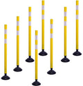 BESEA 8 Pack 36 Inch Traffic Delineator Posts with Reflective Collars Yellow Road Cones,Yellow Durable Flexible Safety Cones for Construction, Parking Lot, and Roadway Use