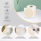 3 x 3Inch Round Color Coding Labels Circle Thermal Labels Printable Waterproof 500Pcs Round Stickers Adhesive Writable for Office,Home,Garage,DIY Sticker,Barcodes,Name Tag, Light Brown