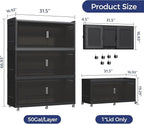 150Gal Extra Large Stackable Storage Bins with Lid, 600Qt Collapsible Storage Box with Wheels, Closet Organizers and Storage Cabinet Container for Home, Kitchen, Office, Bedroom, 3Pack Black