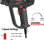 Heat Gun, TGK® 1800W Heavy Duty Hot Air Gun Kit 122℉~1202℉ Dual Temperature Settings with 3 Nozzle Attachments Overload Protection for Crafts, Shrink Wrapping/Tubing, Paint Removing, Epoxy Resin