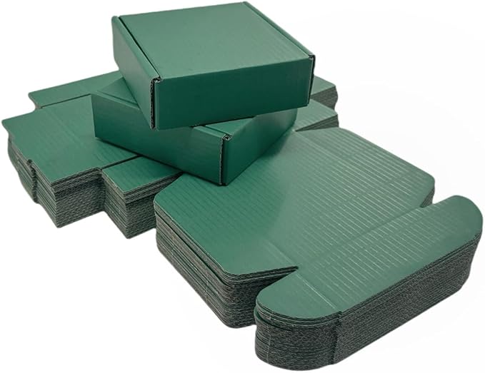 50 Pcs 6.3 x 6 x 1.6 inches Shipping Boxes for Small Business Cardboard Corrugated Mailer Boxes for Shipping Packaging Holidays Craft Gifts Giving Products (Hunter Green, 6.3 x 6 x 1.6")